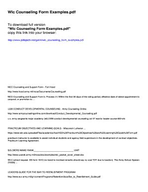 Fillable Online Wlc Counseling Form Examples - pdfslibforme.com Fax ...