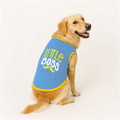 Buy PawsIndia Little Boss Printed with Ribbed Sleeves TShirt for Dogs ...