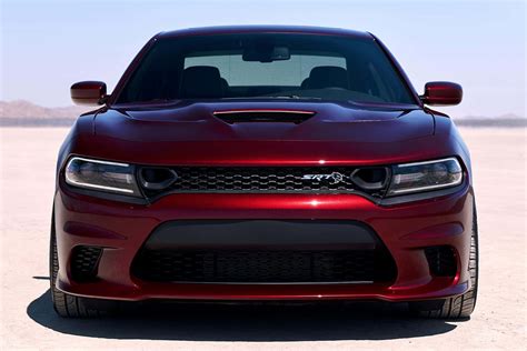 Download Red Dodge Charger Hellcat Front View Wallpaper | Wallpapers.com