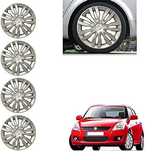 Autopearl Car Full Silver Wheel Cover Caps 14" Press Type Fitting for ...