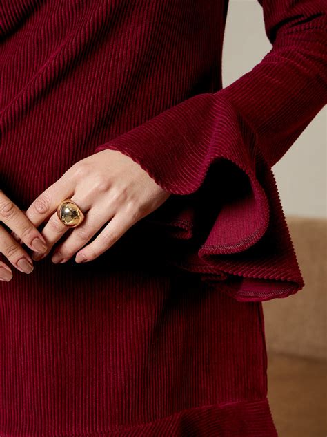 High neck mini dress in Burgundy corduroy – Mabish Store