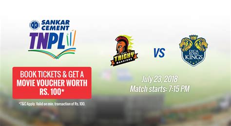 Book tickets to TNPL 2018 | Ruby Trichy Warriors vs LYCA Kovai Kings