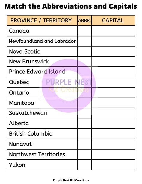 Canada Geography Bundle - Provinces and Territories Matching Activity