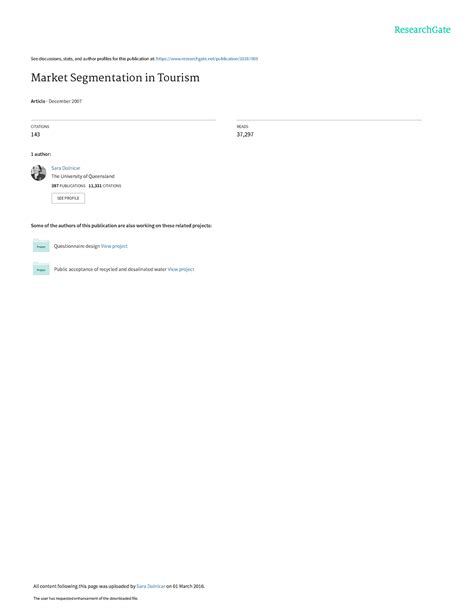 marketing segmentation of Tourism industry - See discussions, stats ...