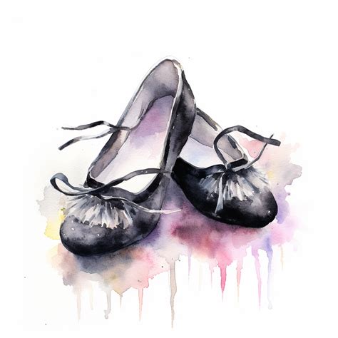 watercolour black ballet shoes hd clipart white background #4070997