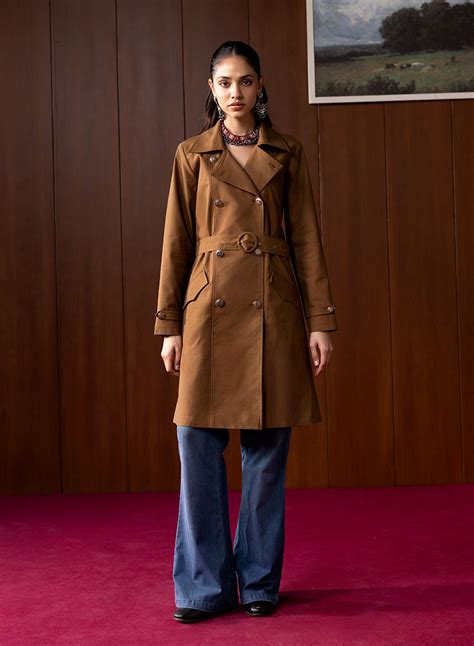 Neve Olive Suede A-line Coat – Lakshita