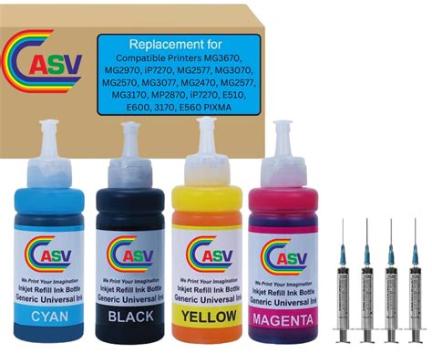 ASV Refill Ink Bottles for Canon MG3670, MG2970, iP7270, MG2577, MG3070 ...