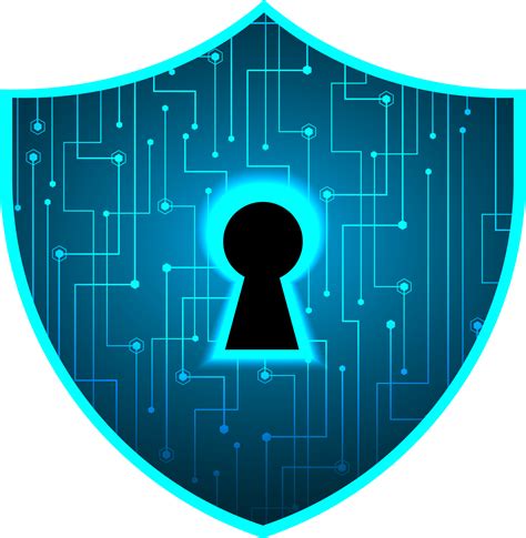 Cybersecurity lock on blue shield technology crop-out 13825818 PNG