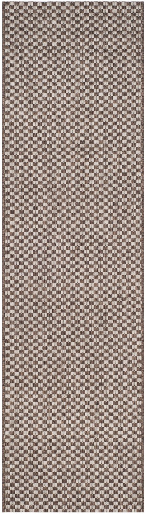 SAFAVIEH Courtyard Blair Checkered Indoor/Outdoor Runner Rug, Light ...