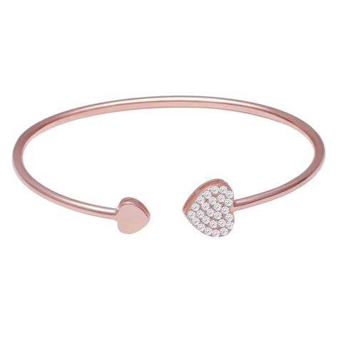 Buy GIVA 925 Sterling Silver Rose Gold Shining Heart Bracelet ...