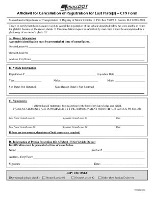 Lost Plate Affidavit Massachusetts 2020-2026 - Fill and Sign Printable ...