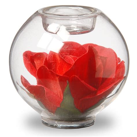 Buy National Tree Set of 4 4 Inch Glass Candle Holders with Rose (RAV ...