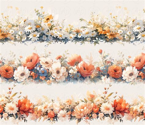 Fall Flowers Border Clip Art