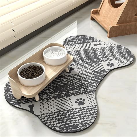 Amazon.com: PADOOR Dog Food Mat - Absorbent Bone Shaped Bowl Mat for ...