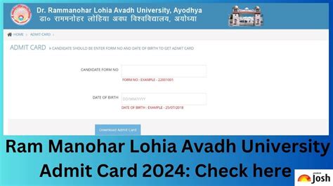 RMLAU Admit Card 2024 OUT at rmlauexams.co.in; Direct Link to Download ...