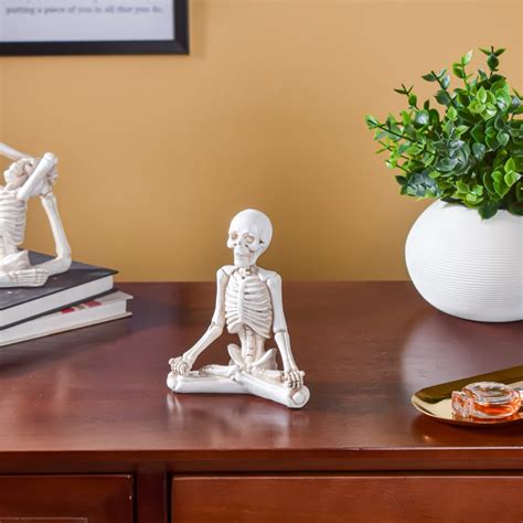 Yoga Skeleton Showpiece White Set Of 3 Online - Premium Decor Object ...