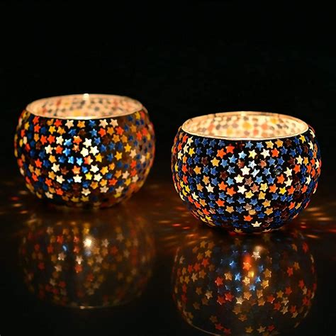 Buy Homesake® Multicolor Star Tea Light Candle Holder Set of 2 for ...