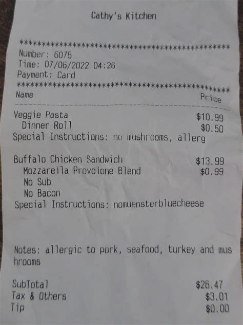 Menu at Cathy's Kitchen restaurant, Ferguson