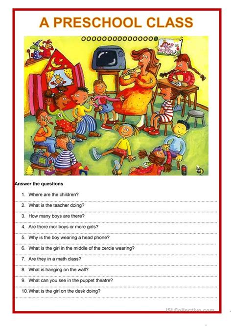 Picture description - A Preschool class - English ESL Worksheets for distance learning and ...