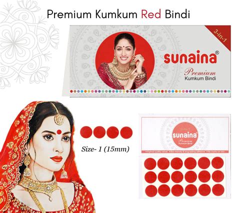 Sunaina Red New Premium Kumkum Sticker Bindi (12 Flaps/Cards) – Punjab ...