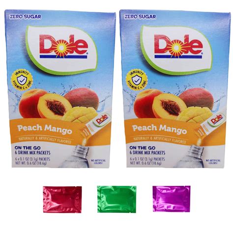Dole Peach Mango Singles On The Go Drink Mix (2 Boxes, 12 Sticks ...