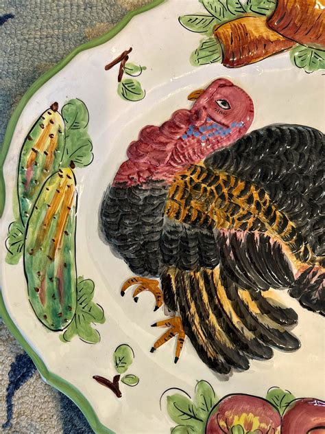Vintage Large Italian Handpainted Turkey Platter Wall Decoration 20 X ...