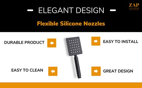 ZAP 5 Flow Function Hand Shower, Handheld Shower ABS & Chrome Finish ...