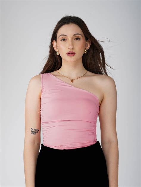 Pink One Shoulder Bodysuit - Halo Bodysuit (Flamingo)