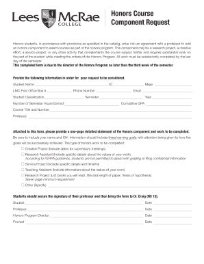Fillable Online lmc Honors Course Component Request Fax Email Print ...
