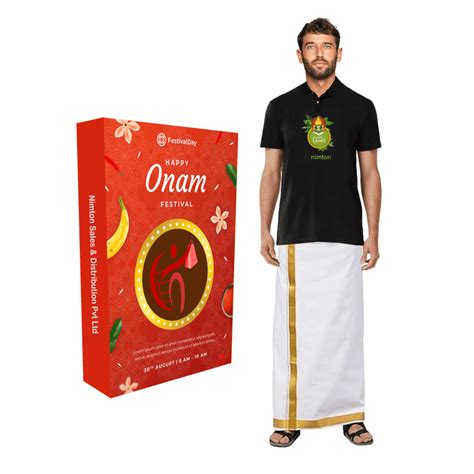 Onam Special Gift: Customizable Handloom Cotton Dhoti and T-Shirt with ...