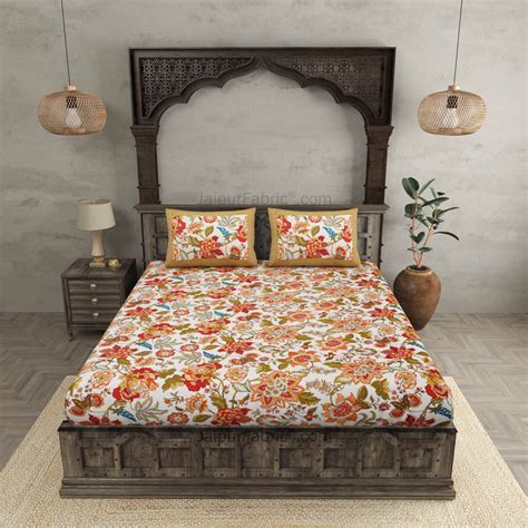 Pure Cotton 240 TC Double bedsheet spring jungle – JaipurFabric®