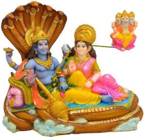 PAPILON Multicolor Hand Made Gold Plated Hindu Lord Vishnu Laxmi Statue ...