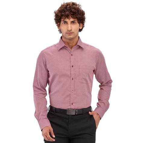 Buy Raymond Slim Fit Printed Dark Red Formal Shirt Online