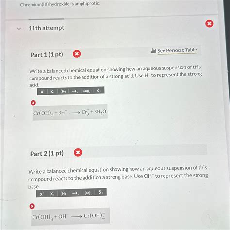 Solved Chromium(III) ﻿hydroxide is amphiprotic.11th | Chegg.com