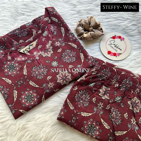 Steffy - Wine Cotton Lounge Coord set – Sabhaa