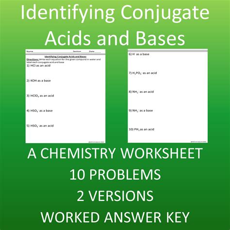 Conjugate Acid Base Pairs Chem Worksheet 19 2 - prntbl ...