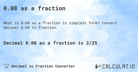 0.08 as a fraction - Calculatio