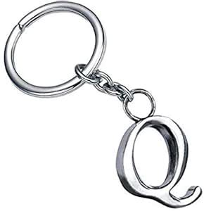 Alphabet Letter Q Silver Metal Key Ring for Men Women Boys Girls Car ...