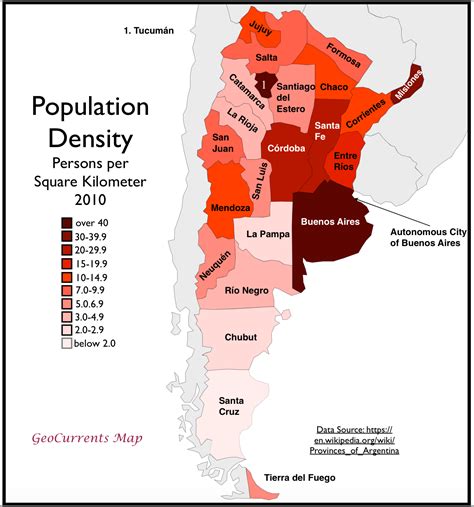 Argentina population density map