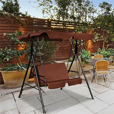 Mondawe Outdoor 2 Person Canopy Swing Chair for Porch Garden Backyard ...