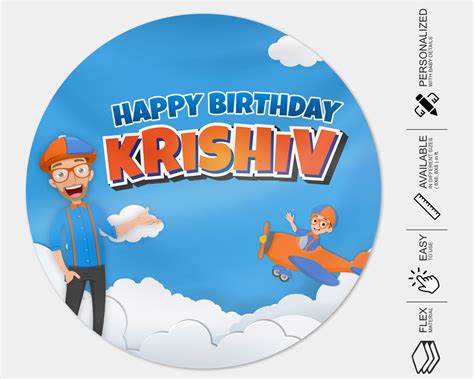 Blippi Theme Round Backdrop | Customized Birthday Party Decoration ...
