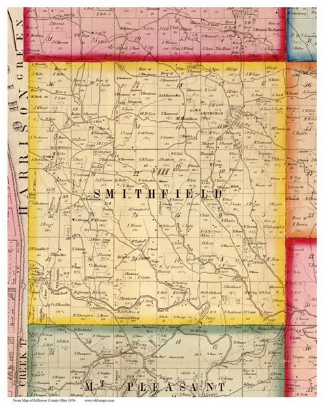 Smithfield, Ohio 1856 Old Town Map Custom Print - Jefferson Co. - OLD MAPS