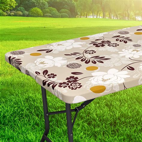 Amazon.com: Eco-Ancheng Picnic Table Cloth Waterproof Fitted Tablecloth ...