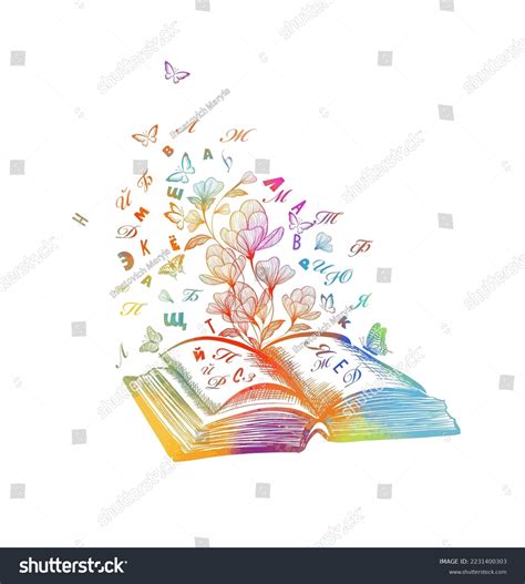 Open Book Flying Letters Vector Illustration Stock Vector (Royalty Free ...