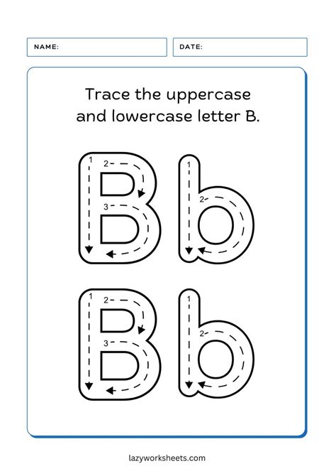 Trace the Letter B | Alphabet Tracing | Lazy Worksheets