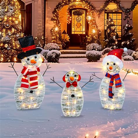 Amazon.com: TW SHINE Lighted Christmas Snowman Outdoor Decoration, 3 ...