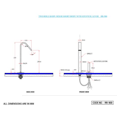 Single Lever Two Hole Basin Mixer Deck Mounted Long Body With Joystick ...