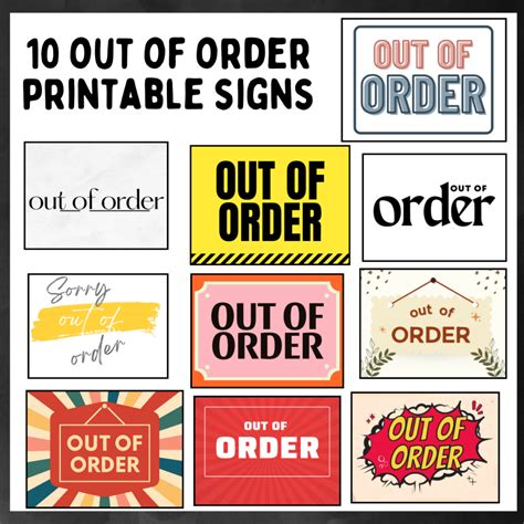 Out of Order Sign Printable - A Sparkle of Genius