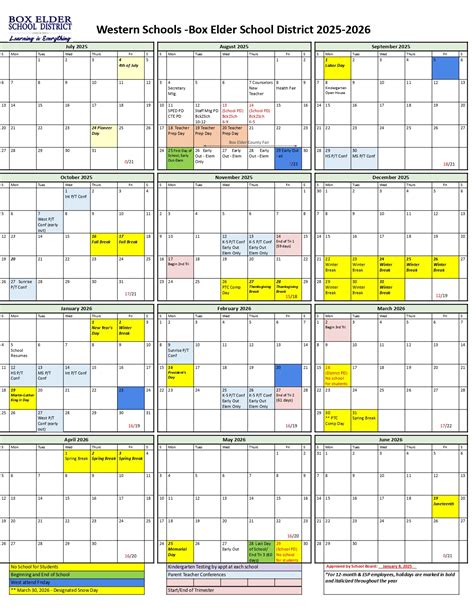 Box Elder School District UT Calendar 25-26 Revised [pdf] - EduCounty