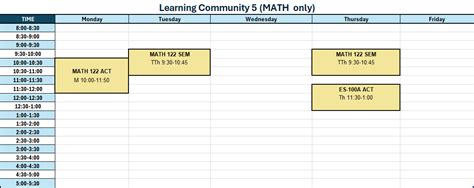 Class Schedules - Science and Math Beach XP - College of Natural ...